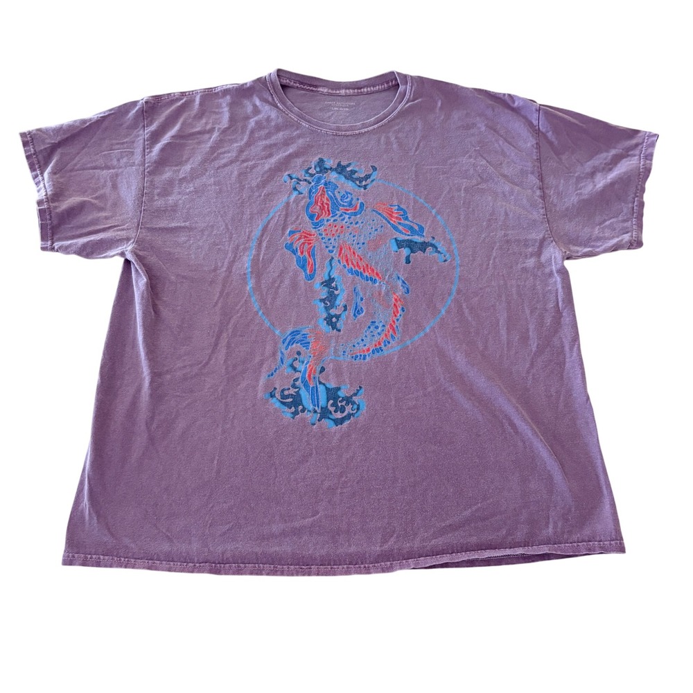 Urban Outfitters Mens Oversized Koi Fish Graphic T-Shirt Purple L/XL